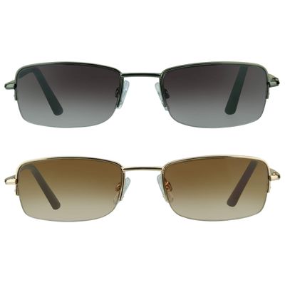 proSPORT Full Lens Reading Sunglasses +2.00 Smoke Lens Gunmetal & Brown Lens Gold Frame NOT BIFOCAL Sun Readers, Semi Rimless Square Frame NOT BIFOCAL