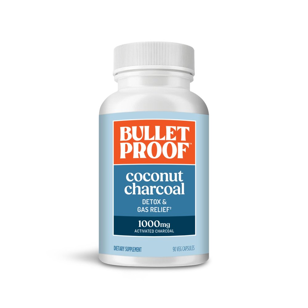 Bulletproof Coconut Charcoal Detox and Gas Relief Capsules, 90 Count, Sourced from 100% Coconut Shells, Activated Charcoal for Bloating Support, Packaging May Vary
