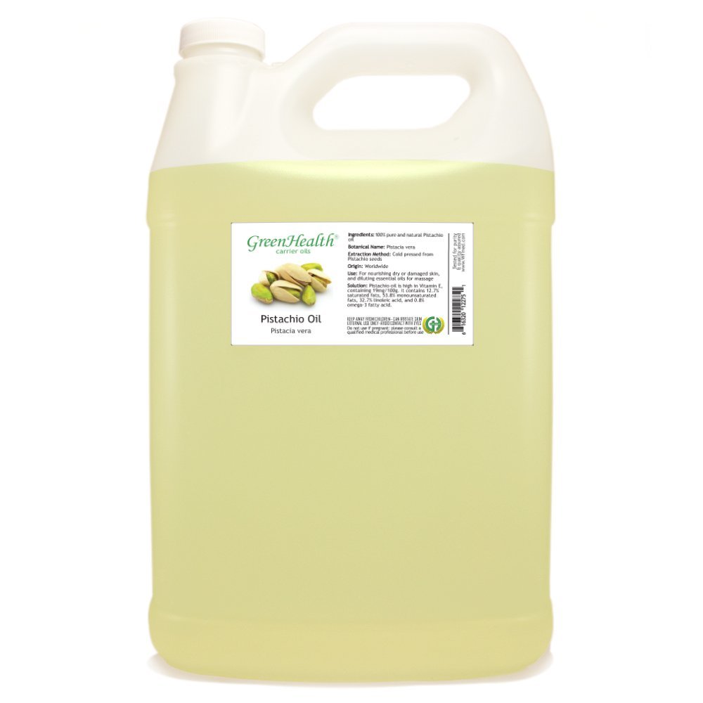Pistachio Carrier Oil 1 Gallon (128 fl oz) | Cold Pressed & Unrefined | Bulk Natural Oil for Skin, Hair, and Massage | Clear Plastic Jug