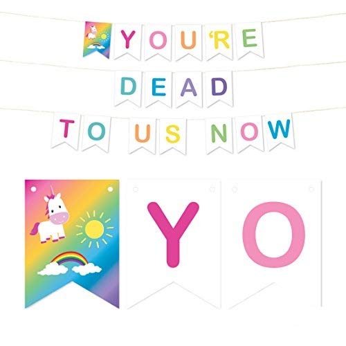 Andaz Press Funny Farewell Retirement Party Decorations, You're Dead to Us Now, Hanging Pennant Paper Banner with String, Approx. 5-Feet, 1-Set