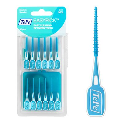TEPE Dental Floss Picks, Tooth Picks Flossers, Floss Sticks, EasyPicks M/L, Blue, 36 Pk