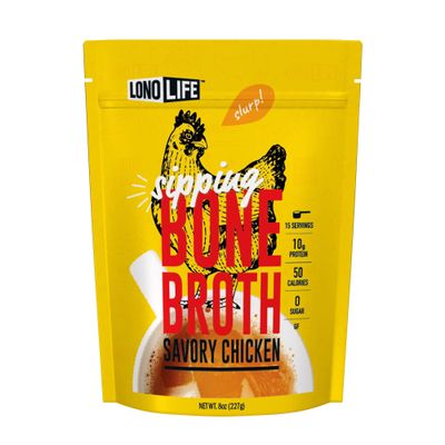 LonoLife Chicken Bone Broth Powder Mix | 10g Protein | Collagen-Rich, Keto & Paleo Friendly | Natural Ingredients | 8oz Bulk Container (15 Servings)