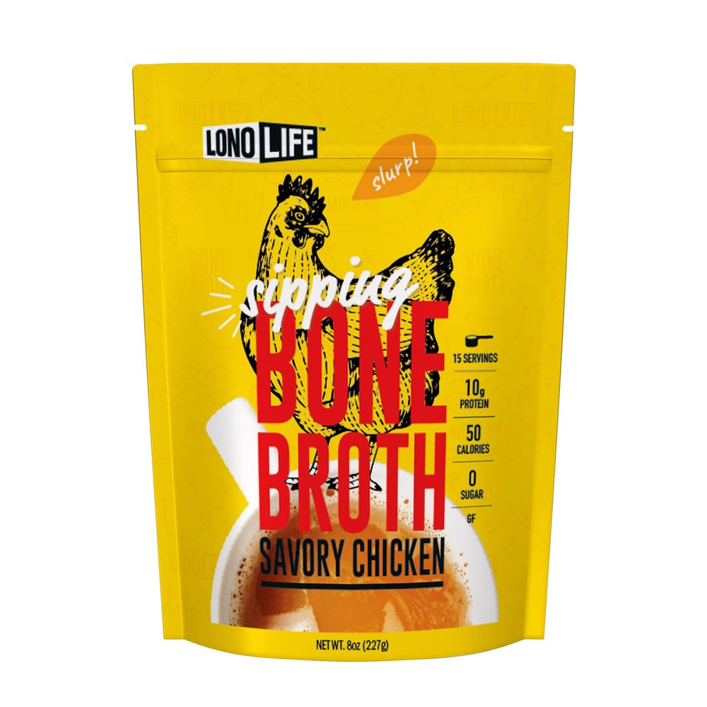 LonoLife Chicken Bone Broth Powder Mix | 10g Protein | Collagen-Rich, Keto & Paleo Friendly | Natural Ingredients | 8oz Bulk Container (15 Servings)