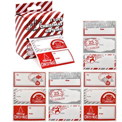 110 Count Christmas Gift Tag Stickers - Elegant Red & Silver Designs, Personalized Name Labels for Holiday Gift Wrapping