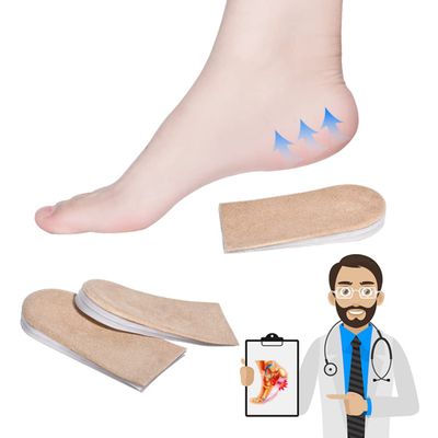 JUMPOW Heel Lifts Inserts Insole - 2 Pack, 3 Layers Height Increase Insole, Adjustable Shoe Lift for Leg Length Discrepancy, Heel Pain, Heel Spurs - Beige