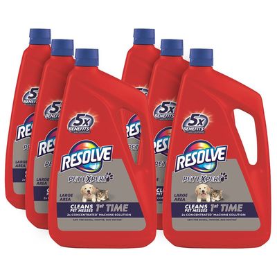 Resolve Pet Steam Carpet Cleaner Solution Shampoo, 288oz (6 Bottles x 48 oz), Safe for Bissell, Hoover & Rug Doctor