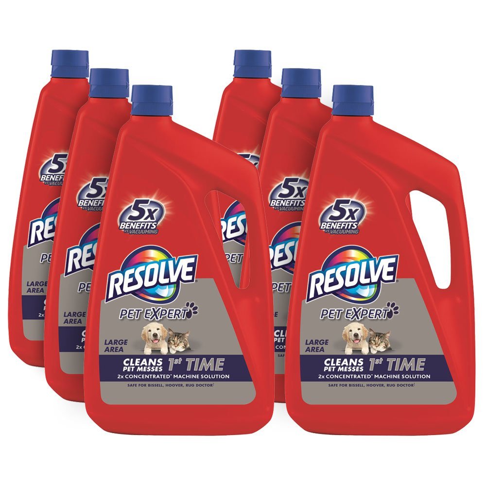 Resolve Pet Steam Carpet Cleaner Solution Shampoo, 288oz (6 Bottles x 48 oz), Safe for Bissell, Hoover & Rug Doctor