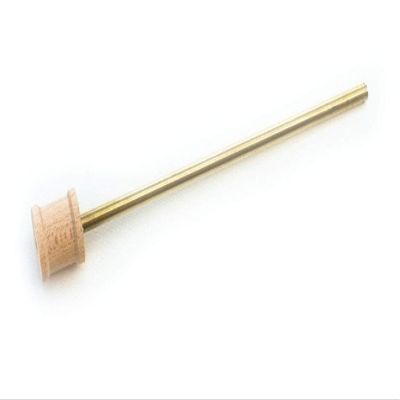 4" Long Stem/Straw Brass Cleaner and Tamper Tool with Wooden Handle for Shaka, Disco, Lollipop, Proto Pipes, Bubblers and Water Pipes, Made in Hawaii, USA