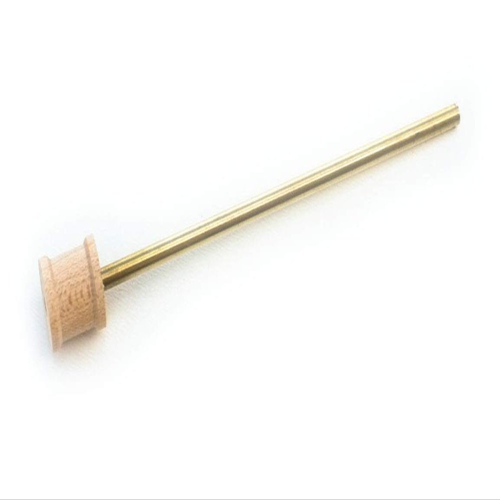4" Long Stem/Straw Brass Cleaner and Tamper Tool with Wooden Handle for Shaka, Disco, Lollipop, Proto Pipes, Bubblers and Water Pipes, Made in Hawaii, USA