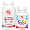 Silver Fern Brand Family Probiotics - Ultimate Adult Probiotic (1 Bottle = 60 Capsules) Plus Ultimate Children's Probiotic for Kids (1 Bottle = 30 Chewables) - Gut Health & Microbiome Support view 1