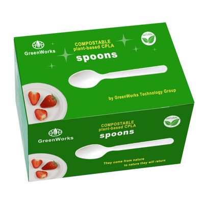 GreenWorks Heavy-duty Compostable Spoons,BPI Certified,100 Count Large Disposable Cutlery Spoons