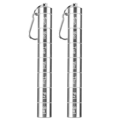 7 Days Pill Case, Portable Pill Box, Messar 7 Compartments Aluminum Alloy Weekly Pill Holder Waterproof Medicine Organizer Travel Pill Tube Pill Bottle Pill Container with Keychain and Carabiner