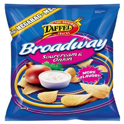 Taffel Broadway Sourcream & Onion - Original - Finnish - Potato Chips - Bag 325g