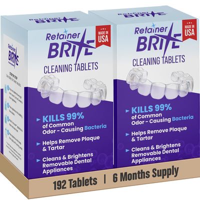 Retainer Brite  Aligner Cleaning Tablets for Invisalign, Mouth Guard Cleaner, Night Guard Cleaner and other Dental Appliances. FDA Registered and Made in USA. 192 Tablets  6 Month Supply