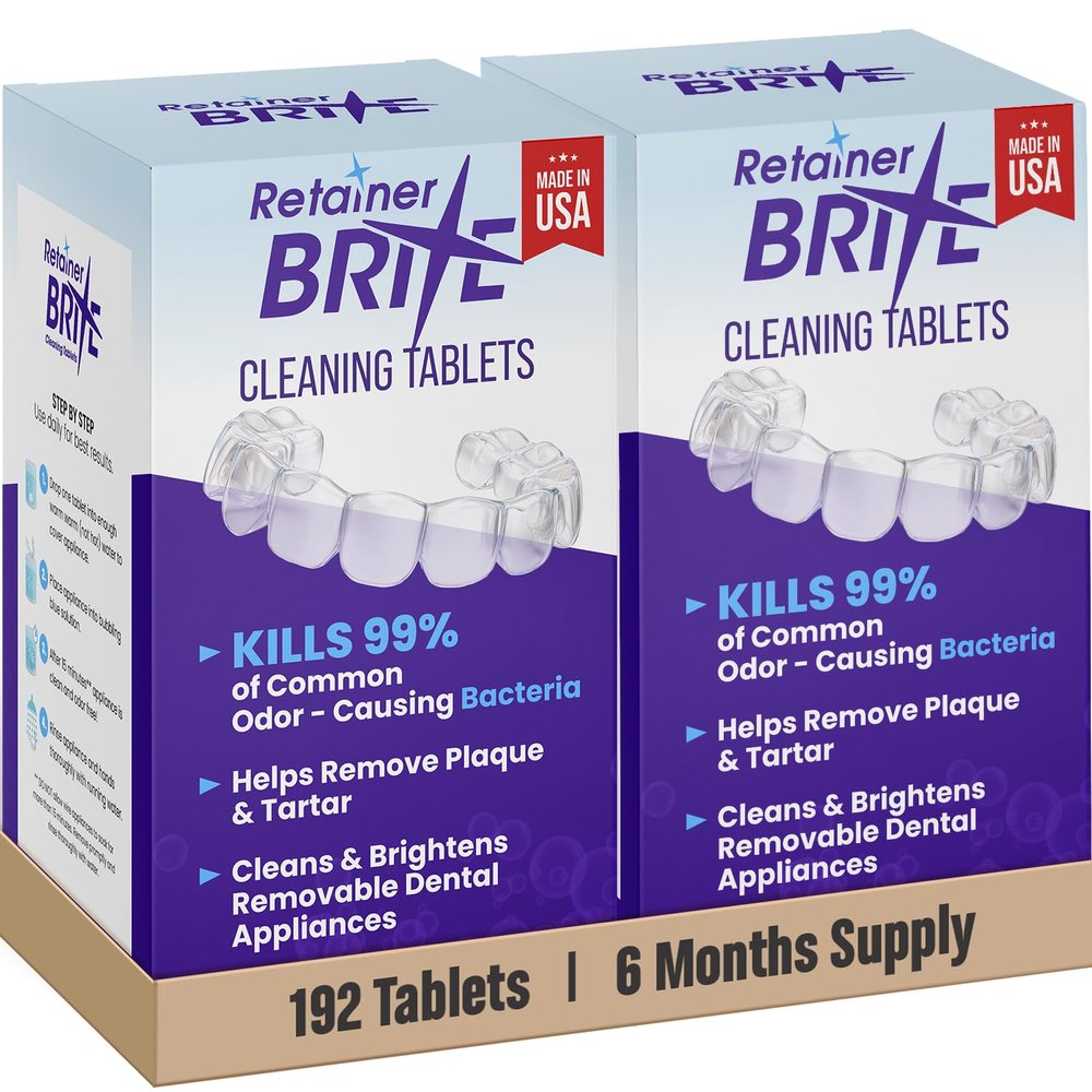 Retainer Brite Aligner Cleaning Tablets for Invisalign, Mouth Guard Cleaner, Night Guard Cleaner and other Dental Appliances. FDA Registered and Made in USA. 192 Tablets 6 Month Supply