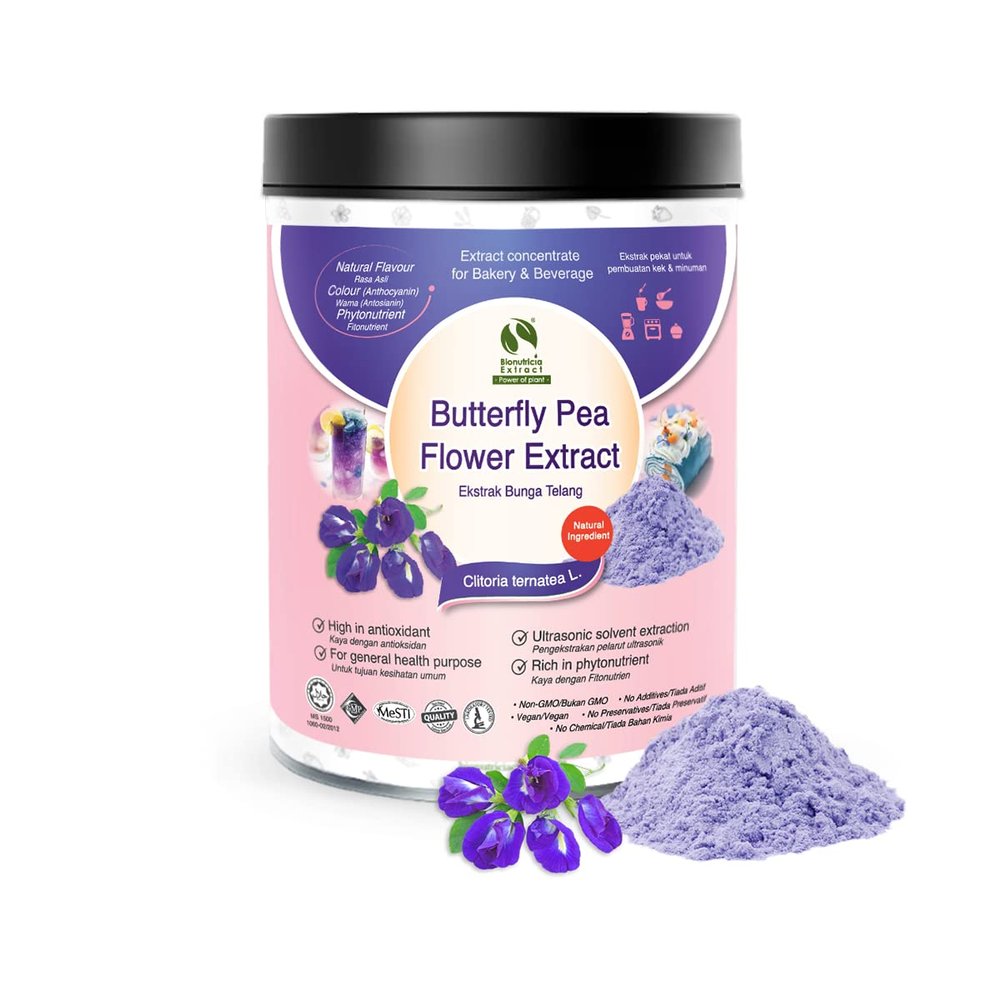 Butterfly Pea Extract Powder 5:1 Concentrate | Natural Blue Coloring for Drinks, Cooking & Baking | No Added Sugar | Water-Soluble 7oz