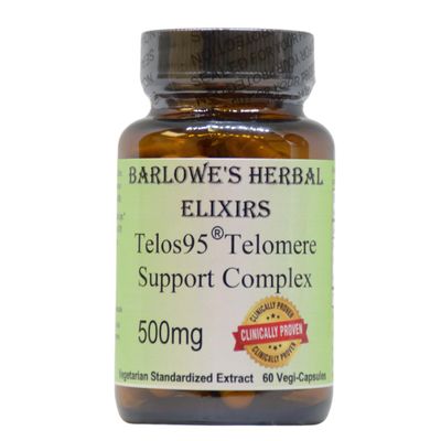 Barlowe's Herbal Elixirs Telos95 Telomere Support Complex | Advanced Cellular Health & Longevity Formula | 500mg with Astragalus Extract | Non-GMO, Stearate-Free, Glass Bottled
