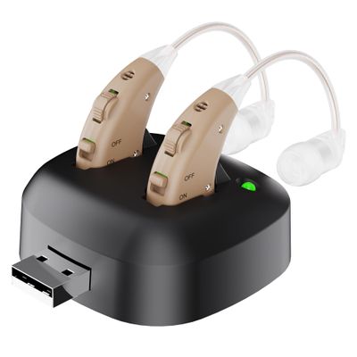 Digital Hearing Amplifier - Rechargeable Behind the Ear Personal Hearing Enhancement Sound Amplifier Pair, BTE Digital Hearing Amplifier with USB Charging Dock by MEDca