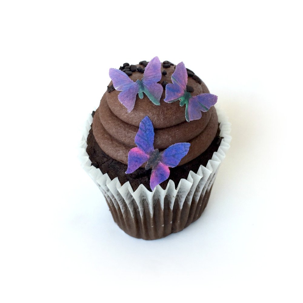 Assorted Purple Wafer Paper Butterflies 7/8 Inch for Decorating Desserts Wedding Cakes Cupcakes Pack of 24