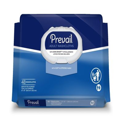 Prevail Soft Pack Adult Washcloths - Unisex Adult Incontinence Wipes - Disposable Adult Wipes for Men & Women - 12"x 8", 576 Count (12 Packs of 48)