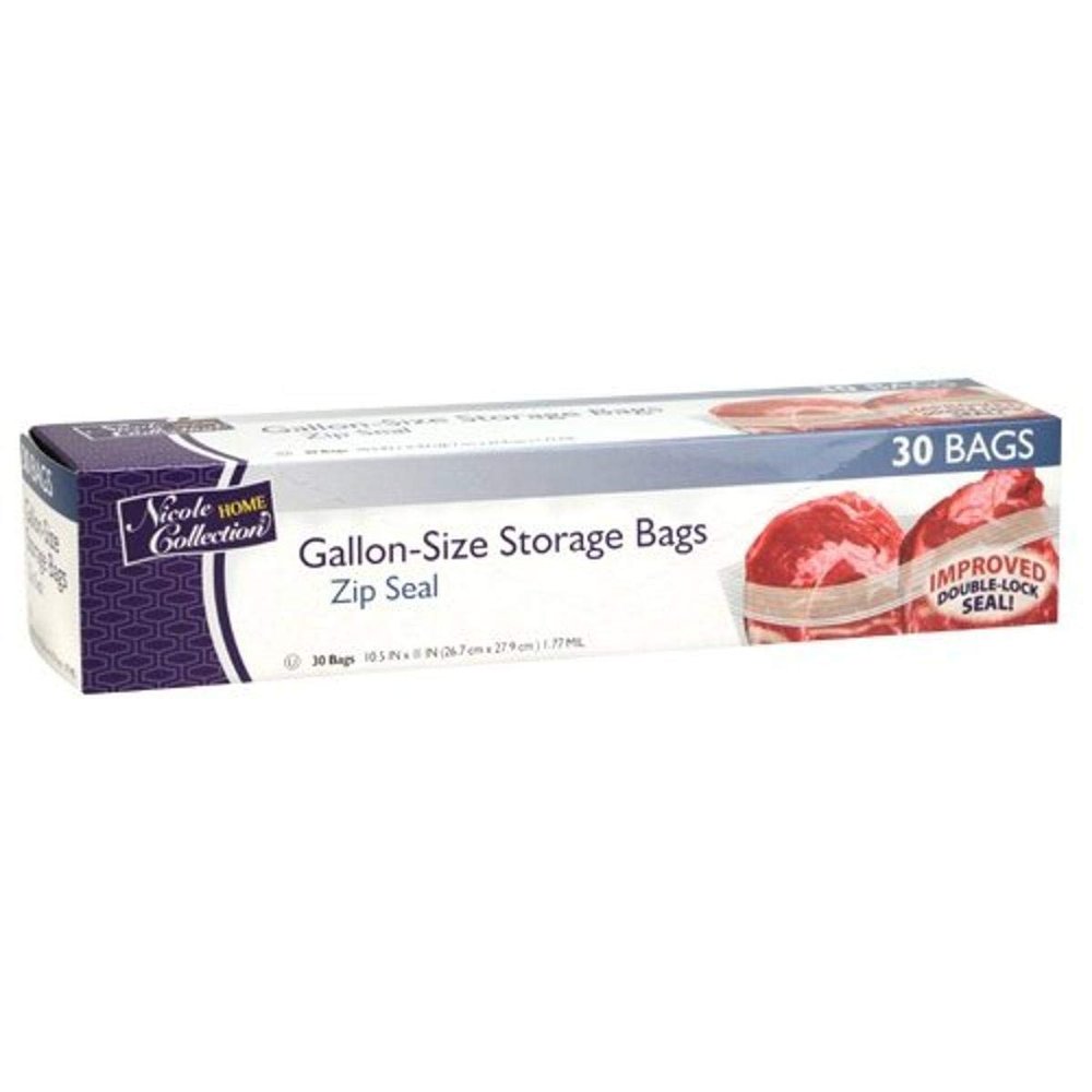 Kingzak Premium Plastic Zip Seal Gallon Freezer Clear - 10.5" x 11" (30 Pc) - Durable & Leak-Proof Storage Bags for Food Preservation and Organization