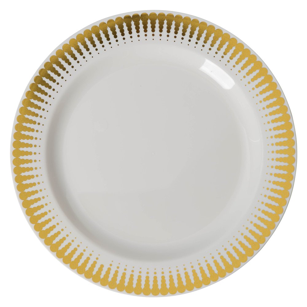10.25in. Gold Radial Design Premium Plastic Wedding Plates (40 Pack) China-Like