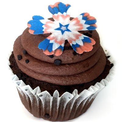 American Flag Red White Blue Wafer Paper Flowers 1.5 Inch for Decorating Desserts Cupcakes Pack of 24