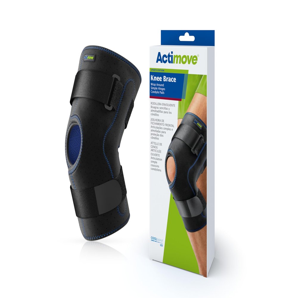 Actimove Knee Brace Wrap Around, Simple Hinges, Condyle Pads XSmall Black