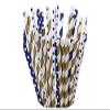 125 Navy and Gold Paper Straws - Party DIY, Mason Jars, Baby Shower, Chevron and Polka Dots view 1