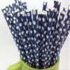 125 Navy and Gold Paper Straws - Party DIY, Mason Jars, Baby Shower, Chevron and Polka Dots view 4