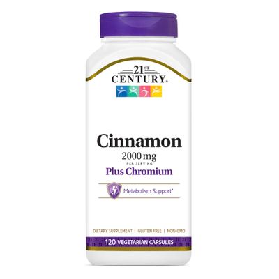 21st Century Cinnamon 2000 mg Plus Chromium, Veggie Capsules 120 ea Pack of 3