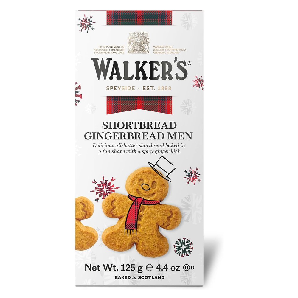 Walkers Festive Shortbread Gingerbread Men - 4.4 oz Shortbread Cookie Box - Includes All-Butter Gingerbread Man Cookies