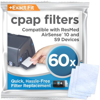 resplabs CPAP Filters for ResMed AirSense 10, AirCurve 10 & S9 Machines - Standard Disposable Filter Replacements - 60 Pack
