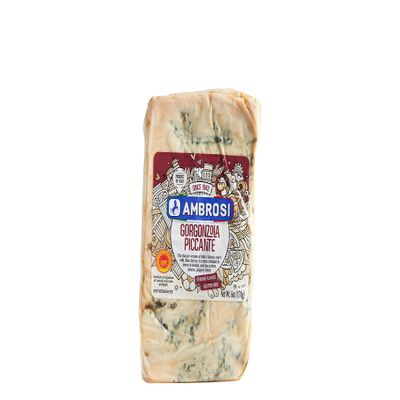 Ambrosi Gorgonzola Piccante Wedge (Strong Flavor,Gluten Free) -- PACK OF 6 --