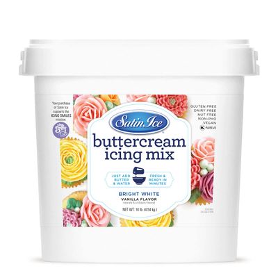 Satin Ice Bright White Buttercream Icing Mix For Cake Decorating (10 Pounds)