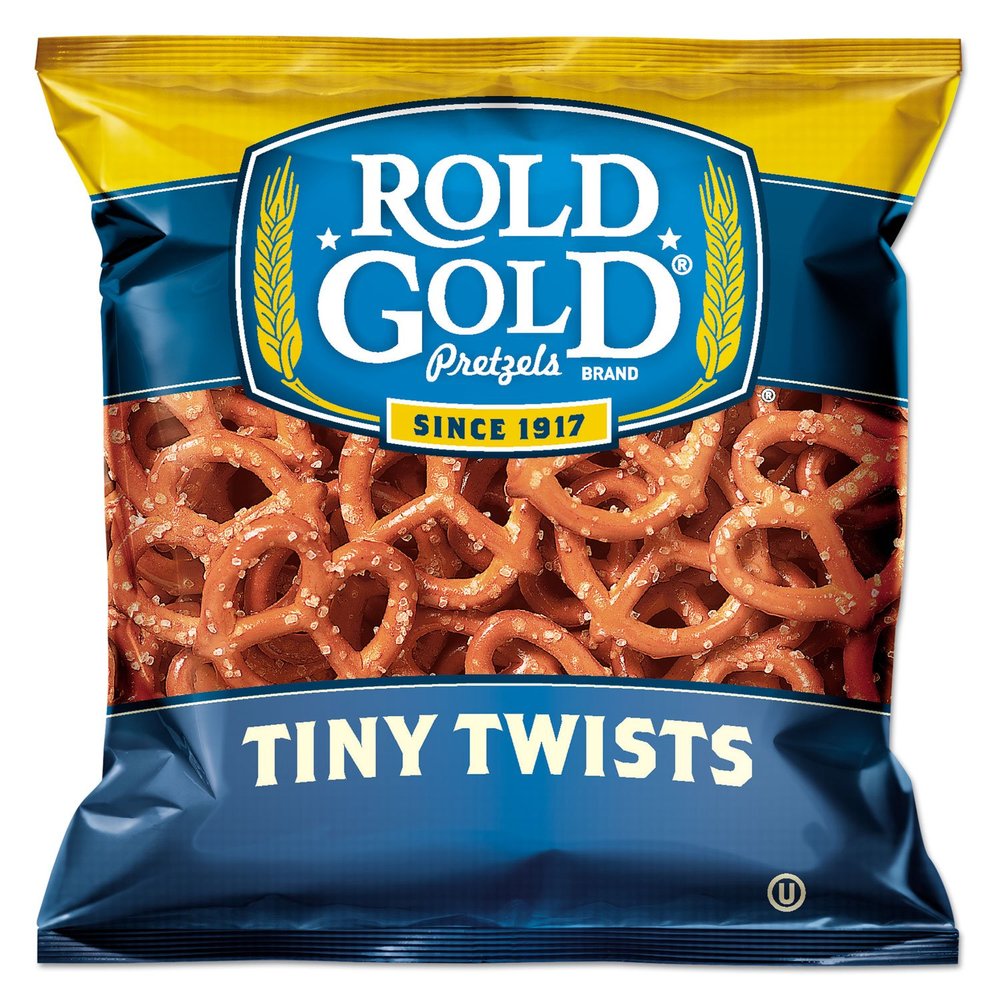 4COU Rold Gold 32430 Tiny Twists Pretzels, 1 oz Bag, 88/Carton (32430 - CT)