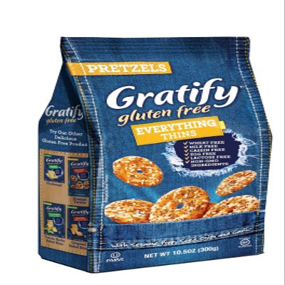 Gratify Gluten Free Pretzel Thins Everything Vegan GF Pretzel Crisps, 10.5oz Bag (Pack of 1)