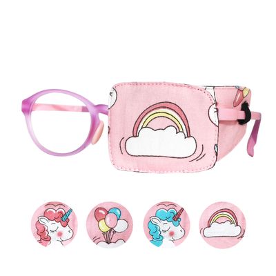 Astropic Cotton & Silk Eye Patch for Kids Glasses (Left Eye, Rainbow)
