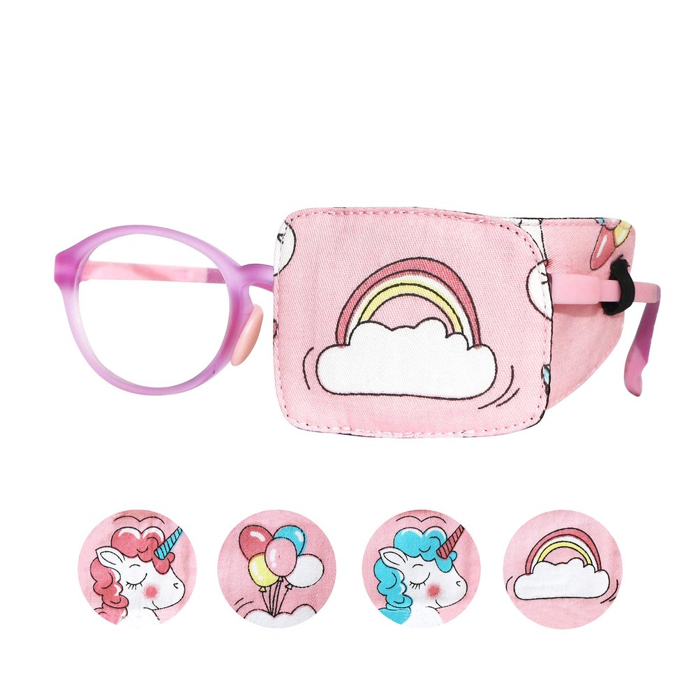 Astropic Cotton & Silk Eye Patch for Kids Glasses (Left Eye, Rainbow)