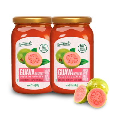 Colombina Guava Dessert Fruit Spread, Exotic Tropical Guava Jelly and Guava Paste Made from Real Fruit, 21.1oz (2 Jars)