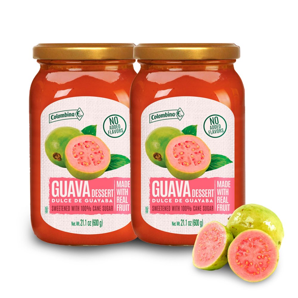 Colombina Guava Dessert Fruit Spread, Exotic Tropical Guava Jelly and Guava Paste Made from Real Fruit, 21.1oz (2 Jars)