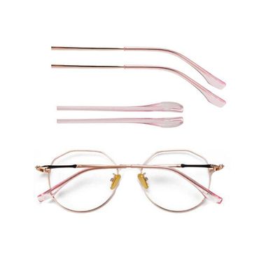 2 Pairs TR Material Eyeglasses Replacement Accessories Ear Anti-Slip Holder Long Temple Tips Ear Pads Tube Eyewear Retainers Replacement Tips for Thin Metal Eyeglass Legs (Pink)