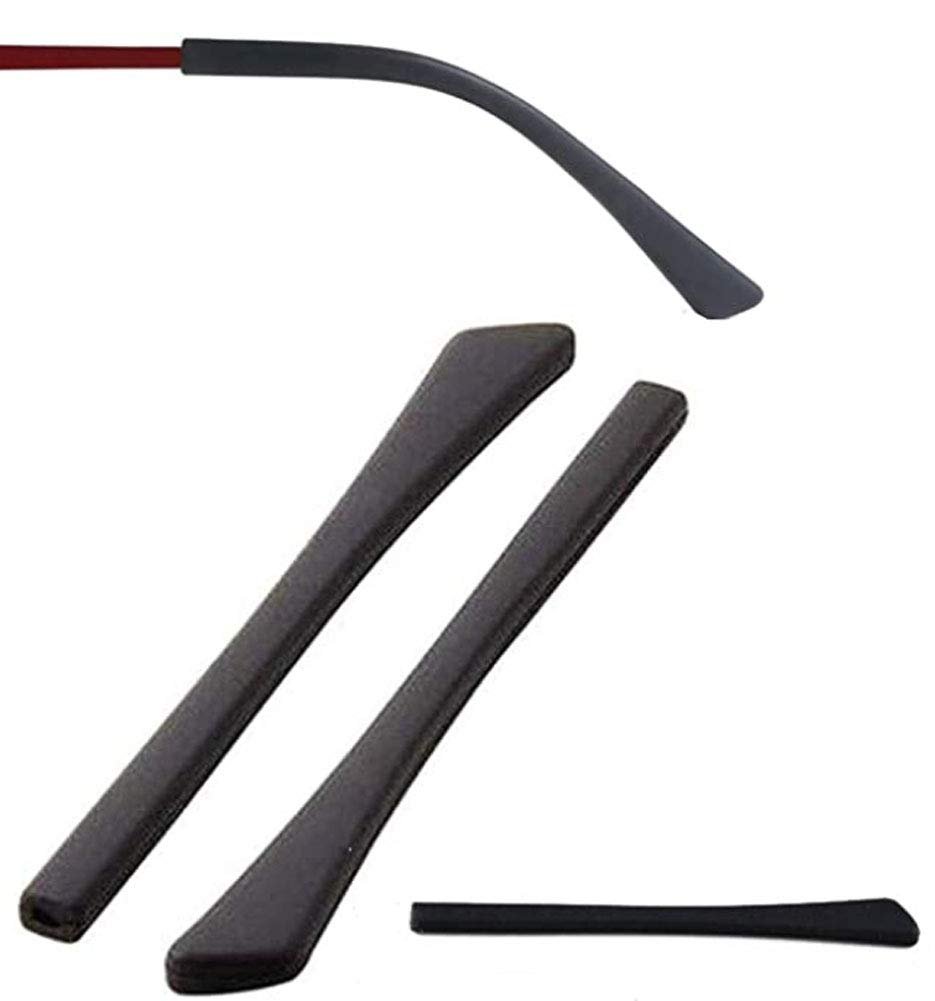 2 Pairs Soft Silicone Eyeglasses Replacement Accessories Ear Anti-Slip Holder Long Temple Tips Ear Pads Tube Eyewear Retainers Tips(Black)