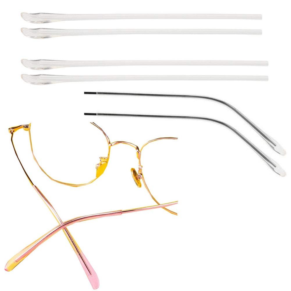 2 Pairs TR Material Eyeglasses Replacement Accessories Ear Anti-Slip Holder Long Temple Tips Ear Pads Tube Eyewear Retainers Replacement Tips for Thin Metal Eyeglass Legs (White)