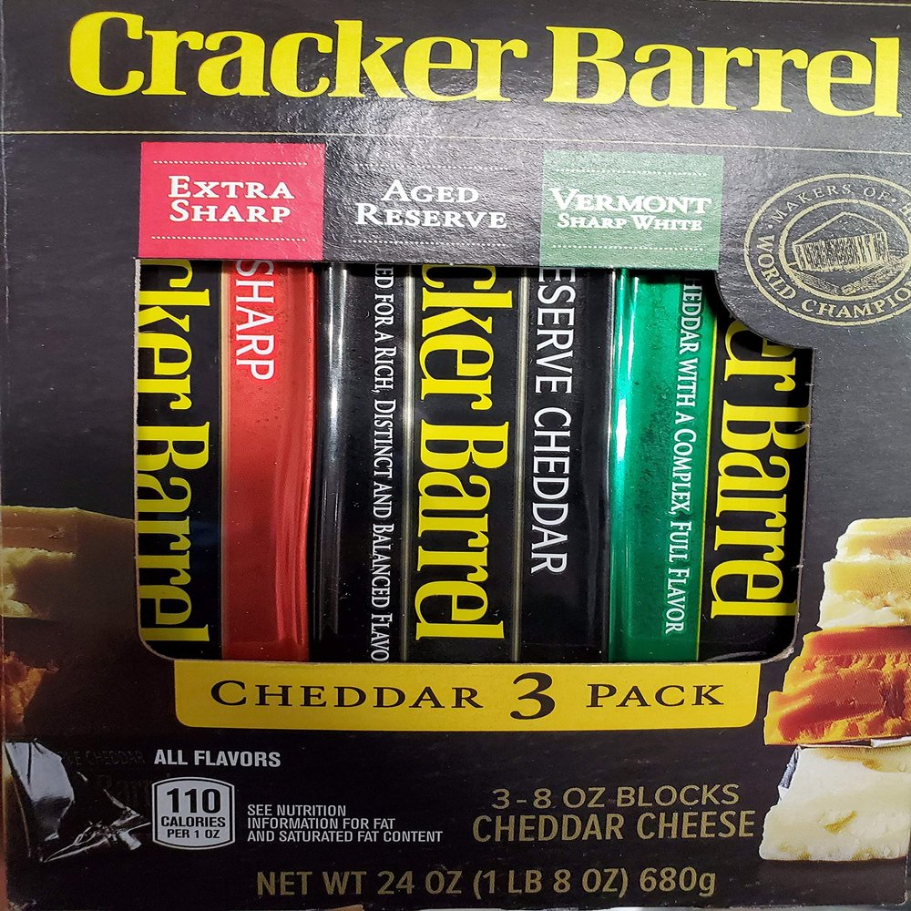 Cracker Barrel Cheddar 3 Pack 3 x 8 oz Blocks Cheddar Cheese total 24 oz