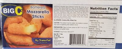 Big C Battered Mozzarella Sticks 7 lbs - Frosted-