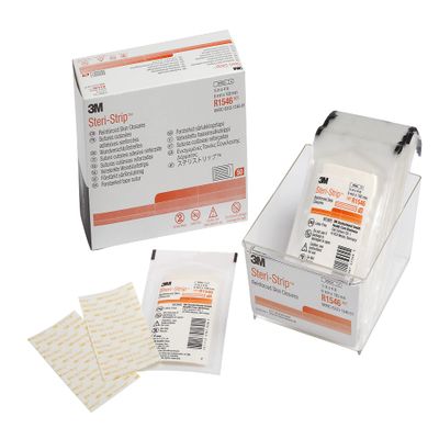 3M Skin Closure Strip Steri-Strip 1/4 X 4" Non-Woven Material Reinforced Strip White (#R1546, Sold Per Pack)