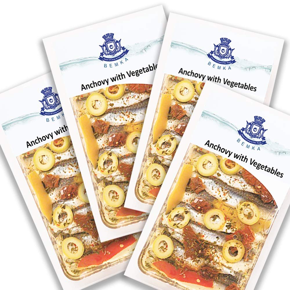 ANCHOVIES WITH VEGETABLES ( 4 PACKS OF 7 OZ )