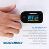 CHOICEMMED Black Dual Color OLED Finger Pulse Oximeter - Blood Oxygen Saturation Monitor with Color OLED Screen Display and Included Batteries - O2 Saturation Monitor view 3