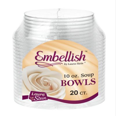 [10 oz 20 Pack] Embellish Clear Disposable Heavy Duty Plastic 10 Oz Soup Bowls 20 Count, Ideal For Wedding, Catering, Parties, Buffets, Events, Or Everyday Use, 1 Pack